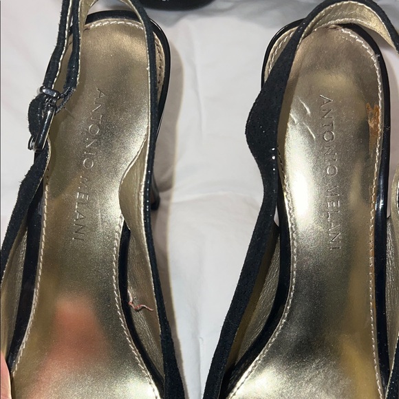 ANTONIO MELANI Black Beaded Slingback Heels - Picture 7 of 8